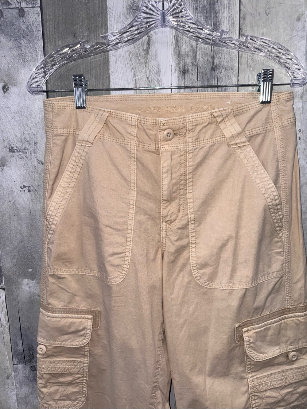 American Eagle Outfitters Beige Cargo Jogger Track Pants Sz. 2 - Picture 5 of 12